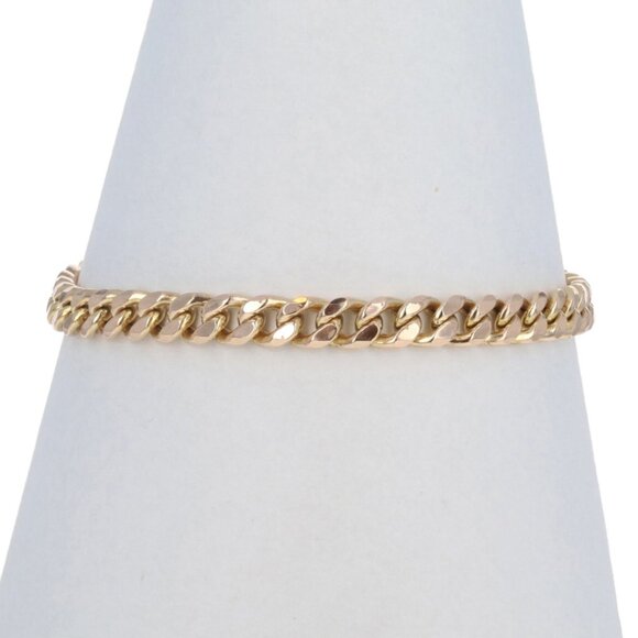 Yellow Gold Curb Chain Men's Bracelet 1/4 14k